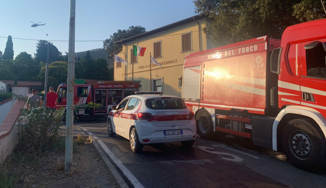 Vigili del fuoco e polizia municipale al poligono di Galceti