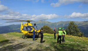 Un momento dell'intervento del Soccorso Alpino