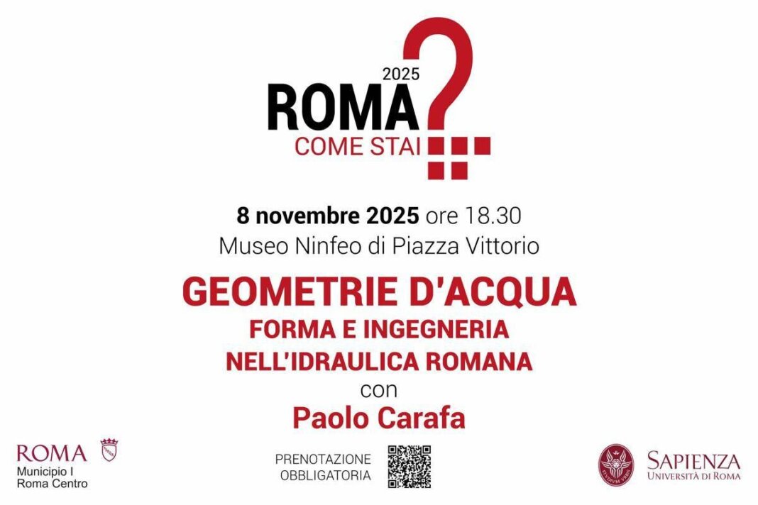 ‘Geometrie d’acqua’, l’8 novembre ultimo appuntamento con ‘Roma, come stai?’