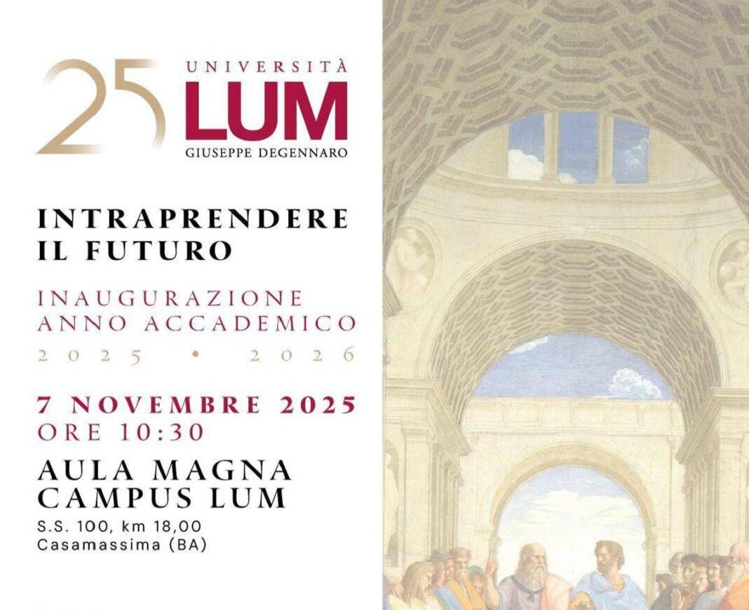 Università Lum, venerdì 7 novembre cerimonia di inaugurazione anno accademico