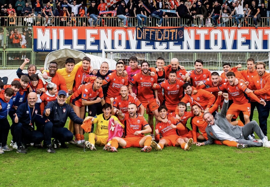 La Pistoiese batte in extremis il Lentigione e vola in vetta solitaria