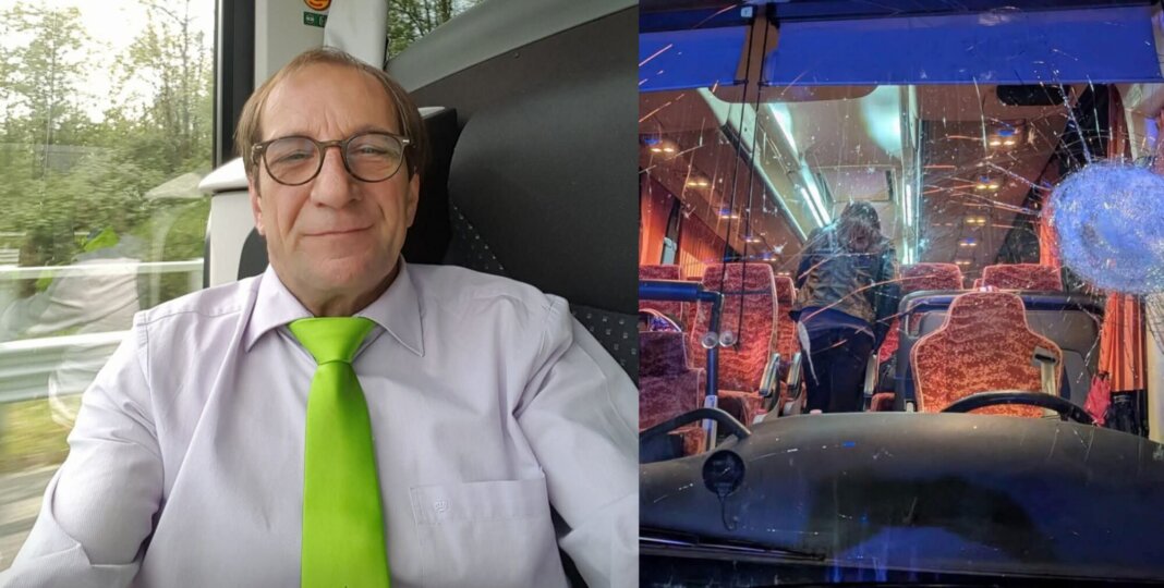Raffaele Marianella e il bus danneggiato