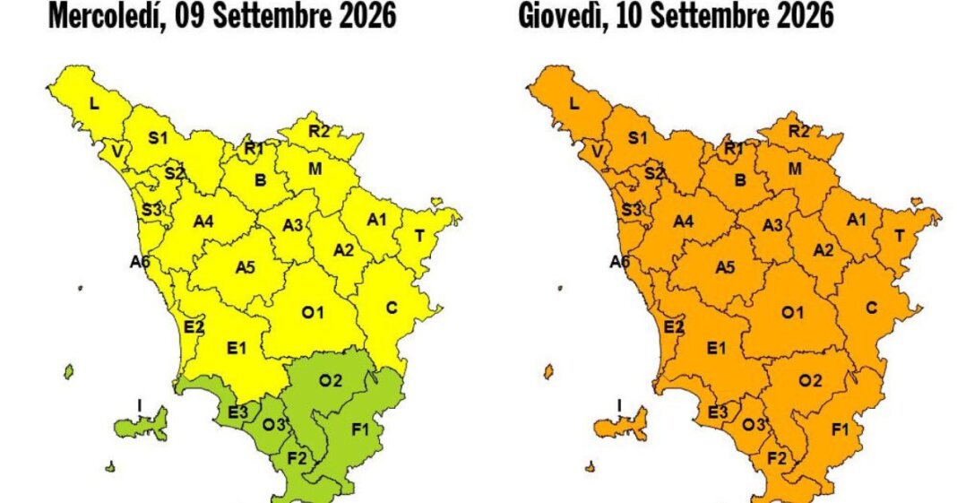 toscana, emanata allerta arancione per maltempo